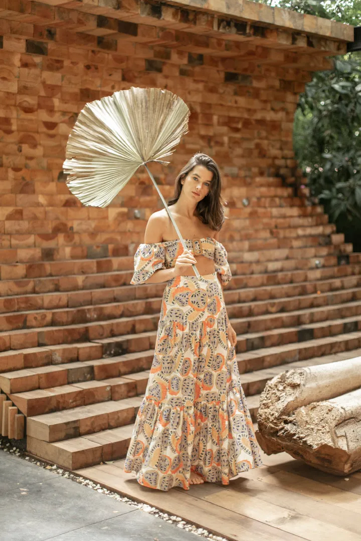 Acapulco Maxi Skirt in Papayas by Sanlier