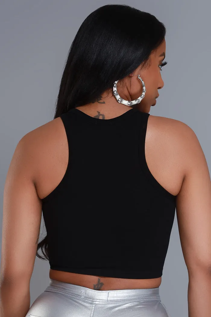 Another Chance Cropped Tank Top - Black