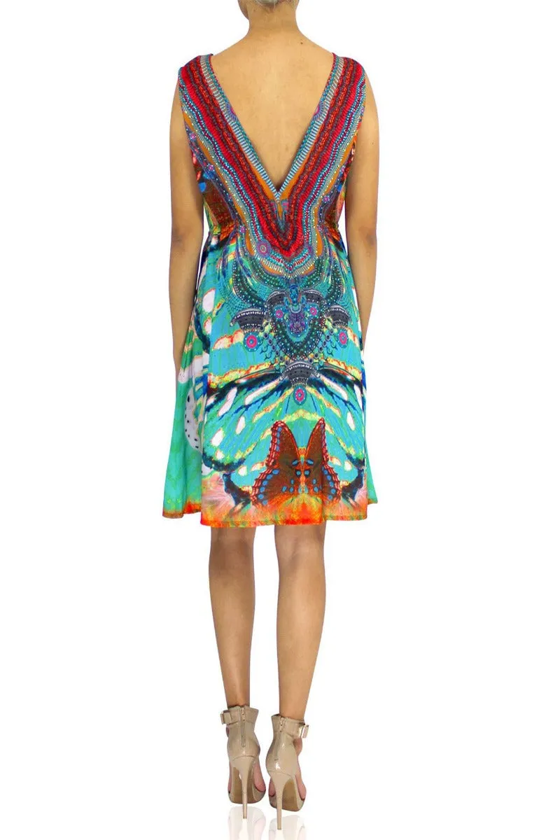 Aqua Sleeveless Mini Dress