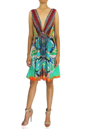 Aqua Sleeveless Mini Dress
