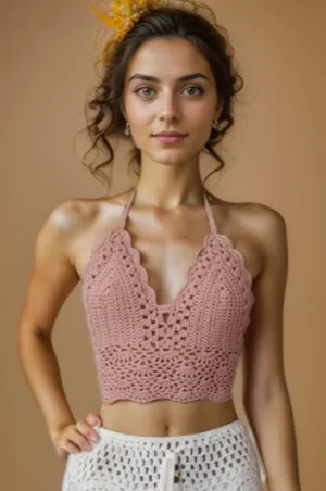 Arielle Blush Pink Crochet Top