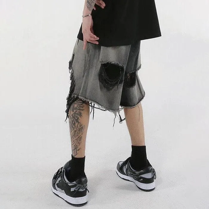 Black Ripped Denim Shorts