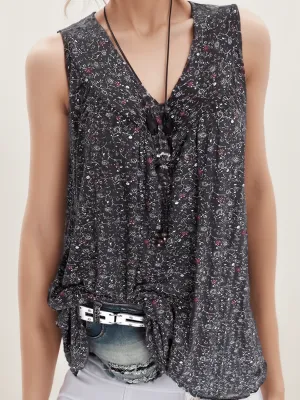 Blue Floral Sleeveless Mini Dress