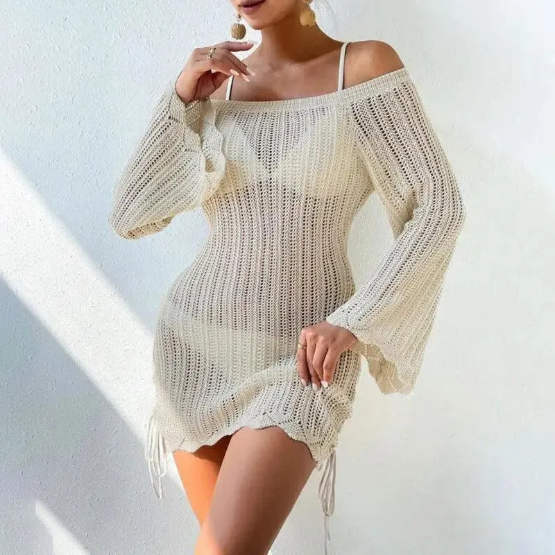 Bohemian Breeze Off-Shoulder Crochet Cover-Up