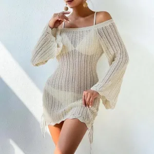 Bohemian Breeze Off-Shoulder Crochet Cover-Up