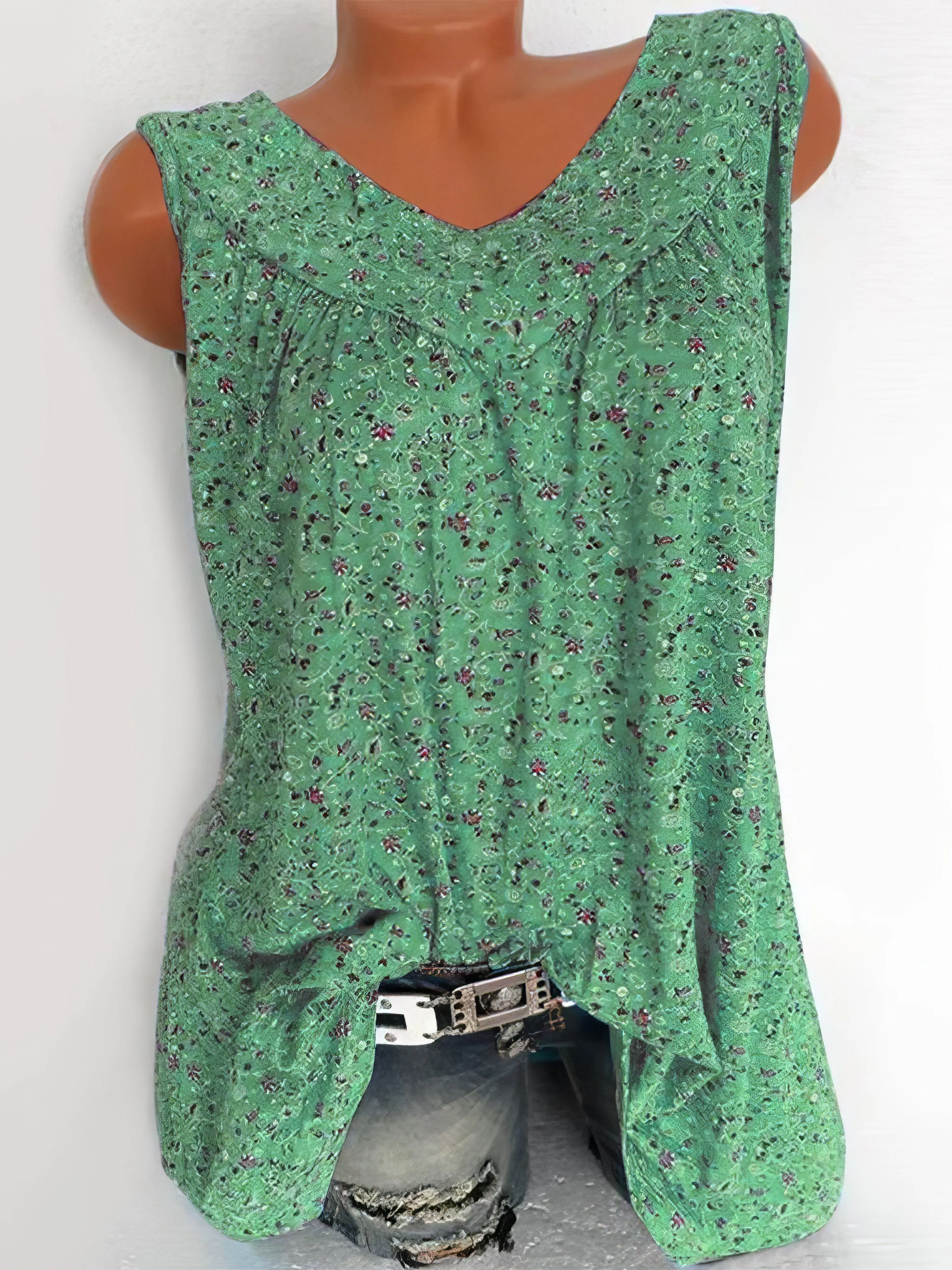 Bohemian Style Sleeveless Mini Dress