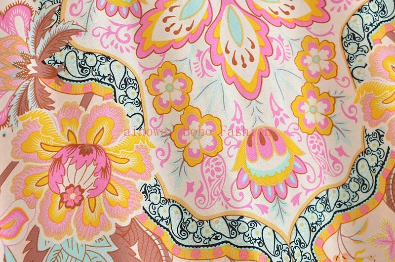 Boho Floral Print Short Kimono