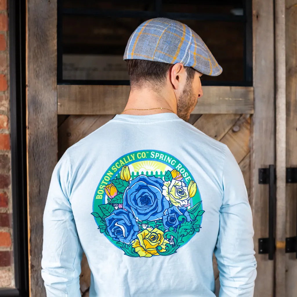 Boston Scally The Spring Rose Long Sleeve Tee T-Shirt - Light Blue