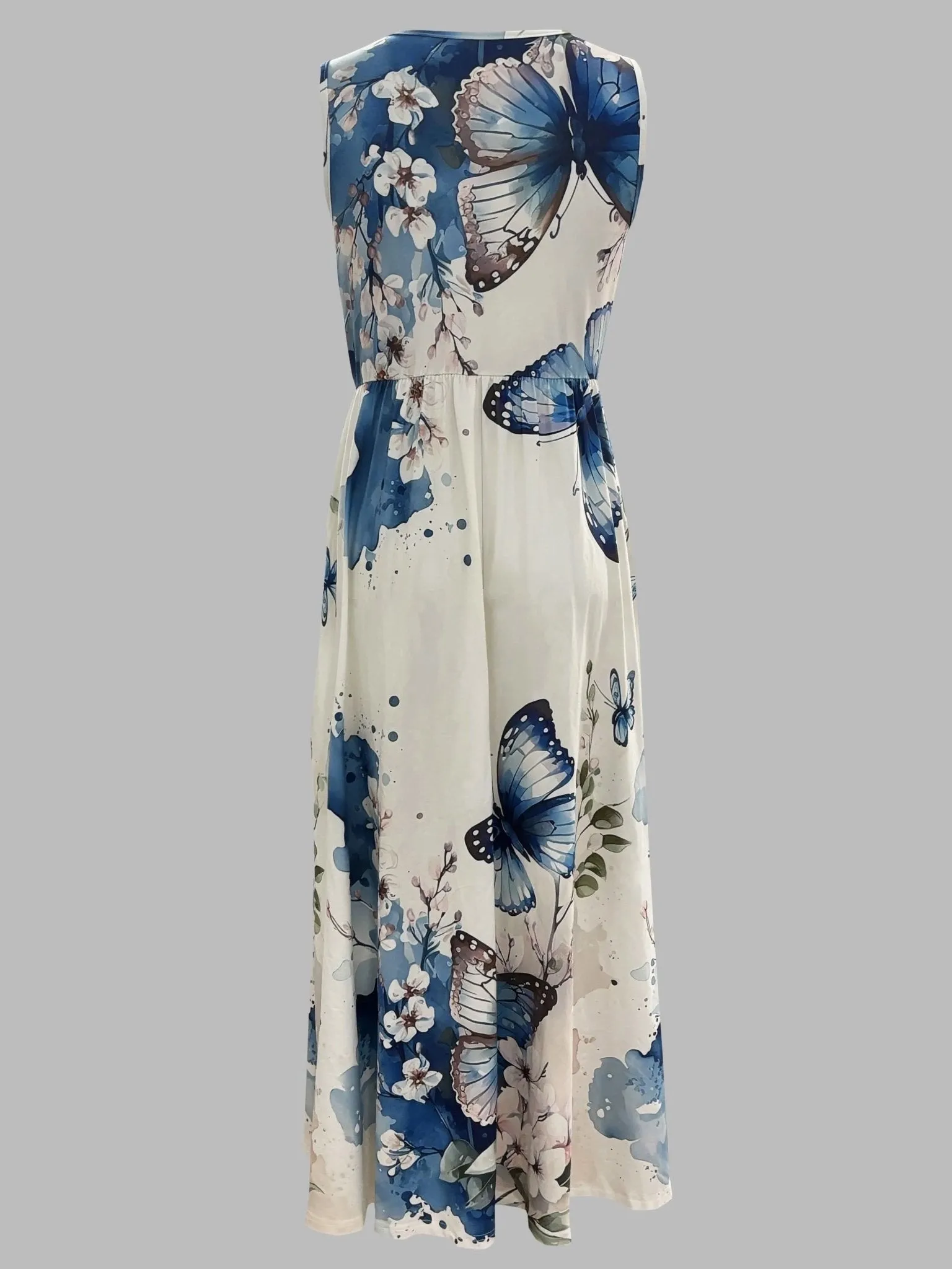 Butterfly Print Vneck  Tank Dress - By Lustmia