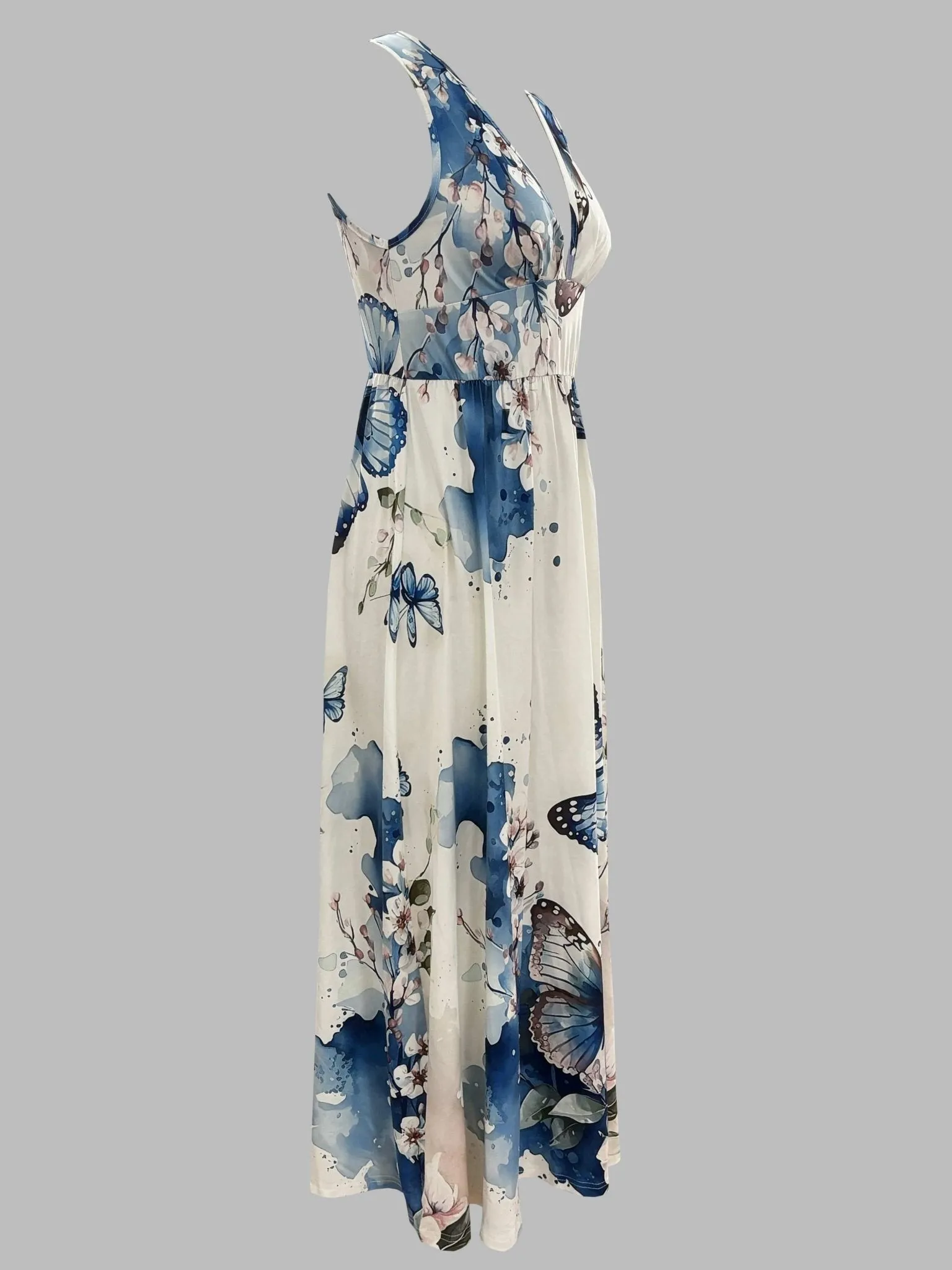 Butterfly Print Vneck  Tank Dress - By Lustmia