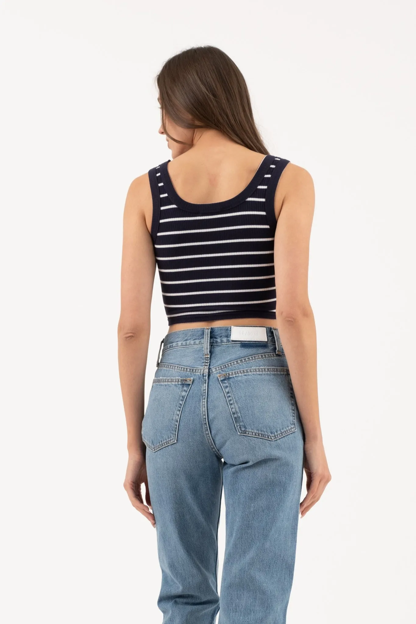 Can't Be Me Striped Cropped Knit Tank Top