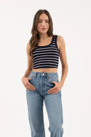 Can't Be Me Striped Cropped Knit Tank Top