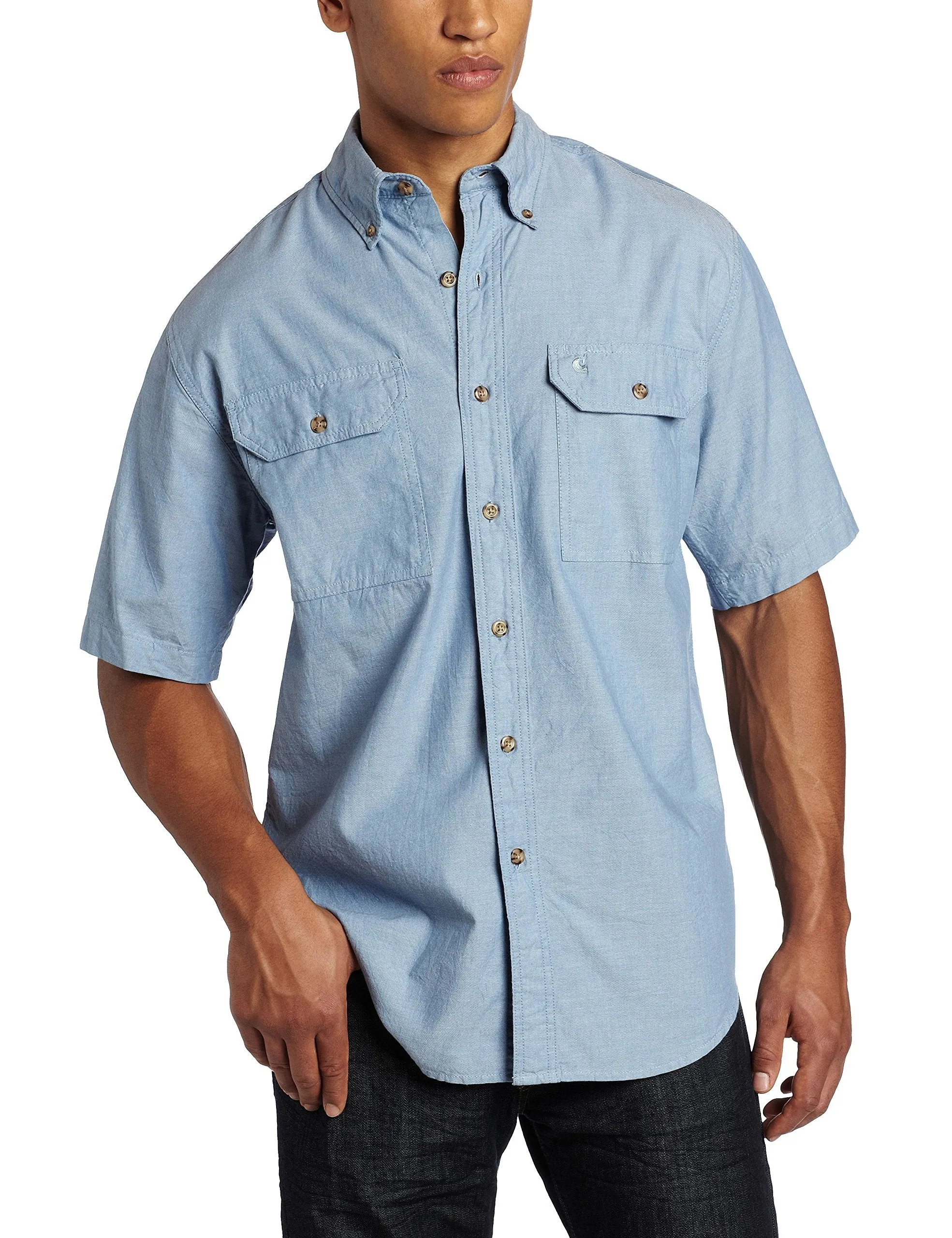 Carhartt 104369 Men's Relaxed Fit Midweight Chambray Short-Sleeve Shirt
