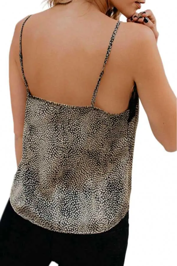 Casual V Neck Lace Patchwork Cami Tank Top