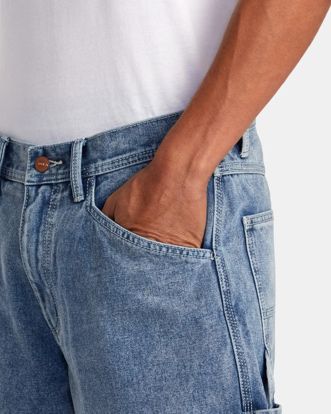 Chainmail Denim Shorts - Broken Blue Wash