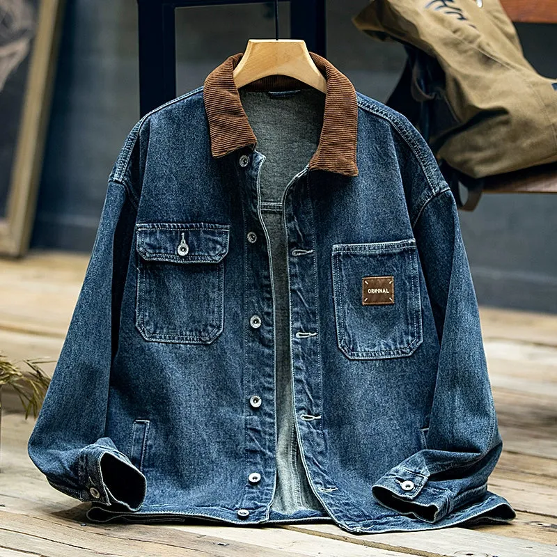 Cotton Retro Denim Loose Big Size Casual Jacket P0441
