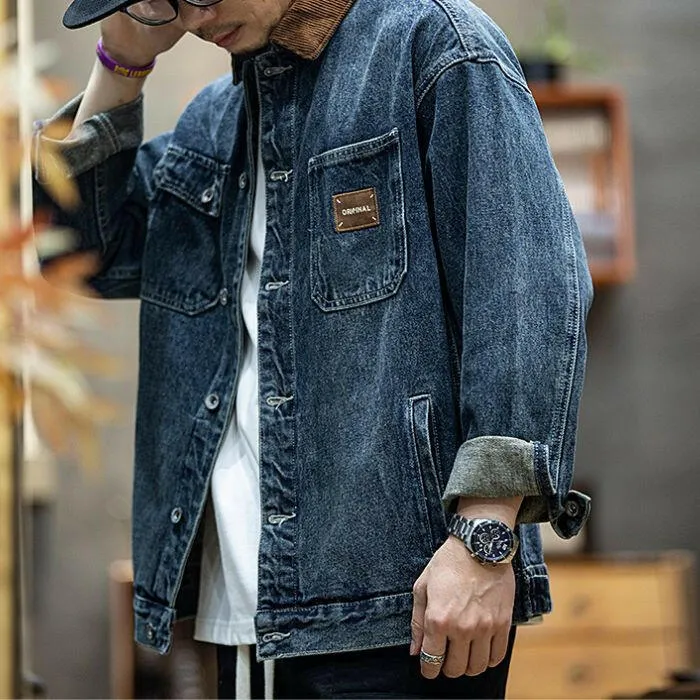 Cotton Retro Denim Loose Big Size Casual Jacket P0441