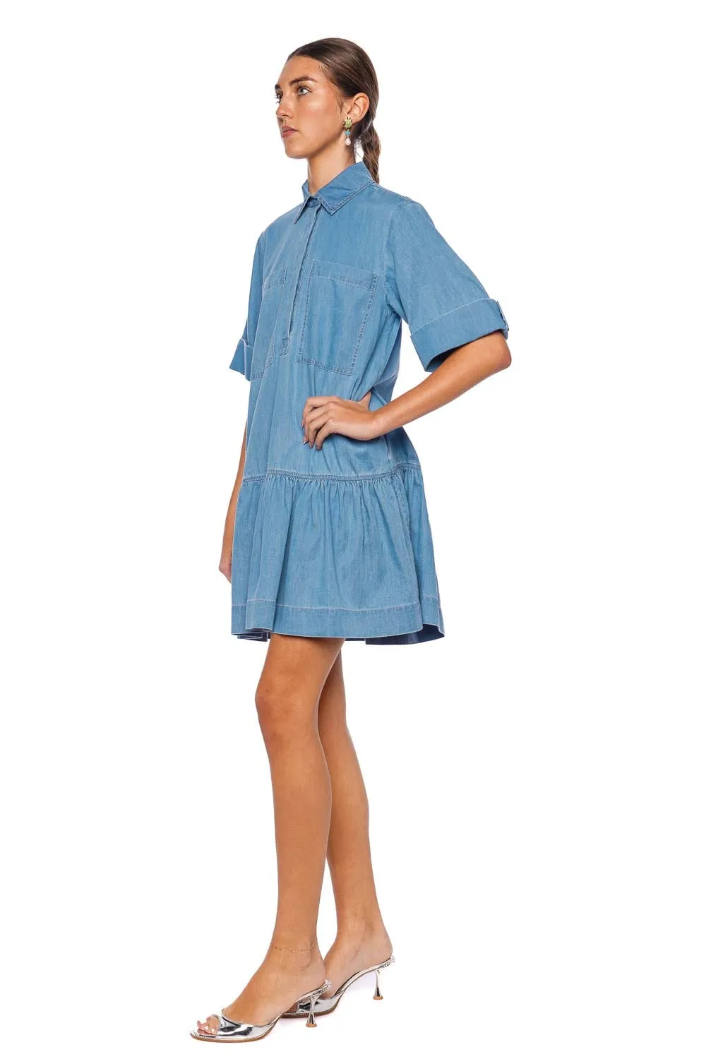 Cris Chambray Mini Shirt Dress