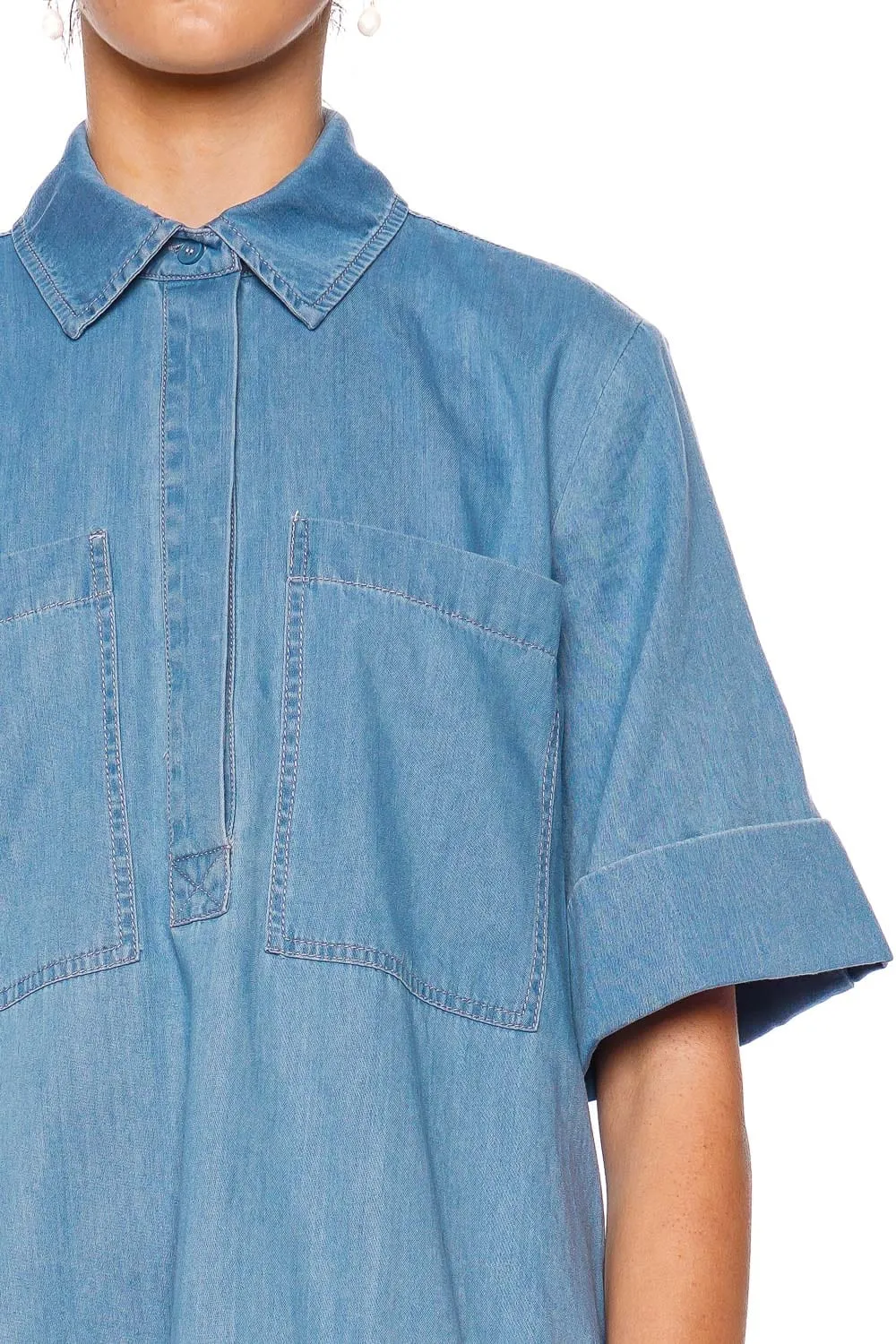 Cris Chambray Mini Shirt Dress