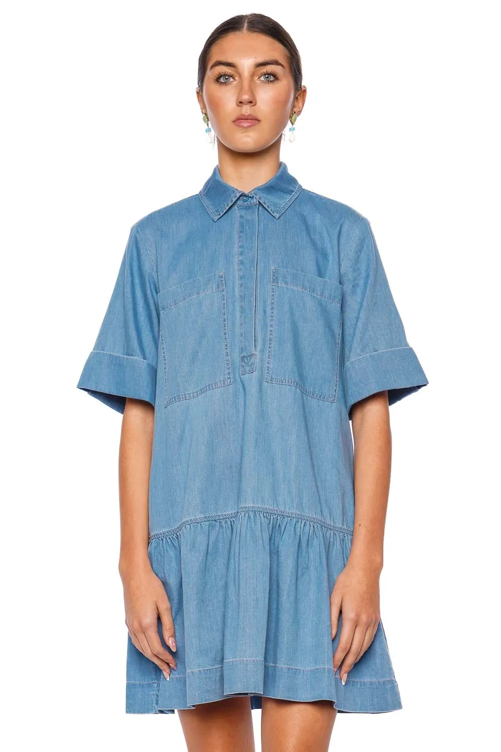 Cris Chambray Mini Shirt Dress