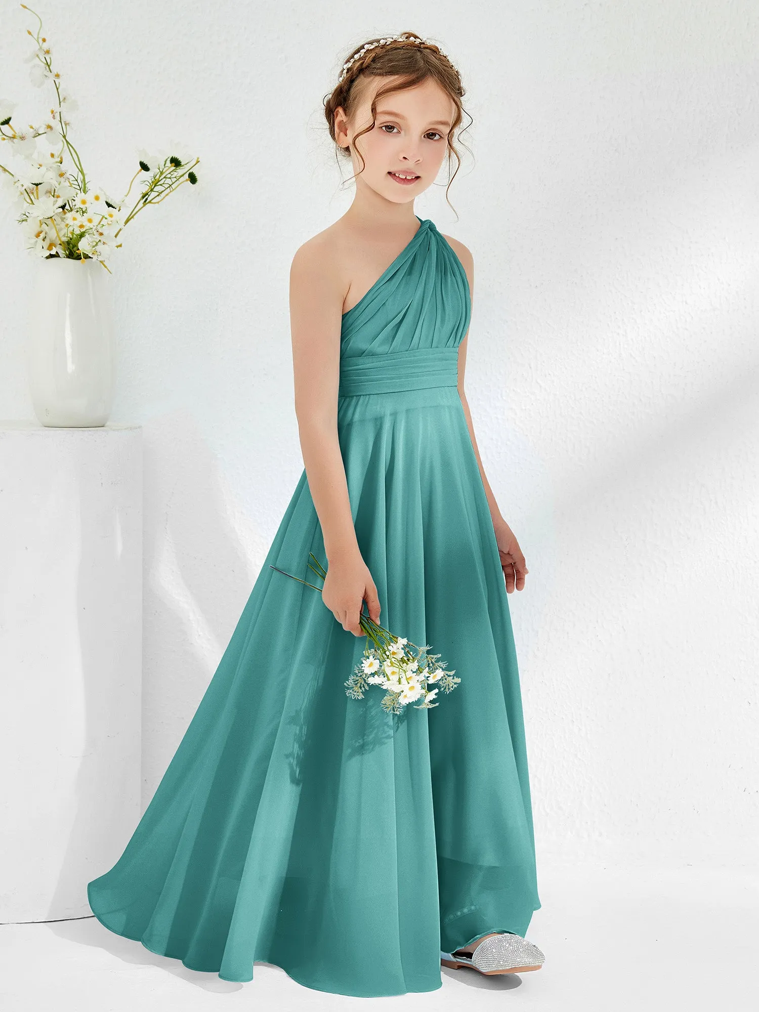 Cute One Shoulder  A-line Junior Bridesmaid Dresses Jade