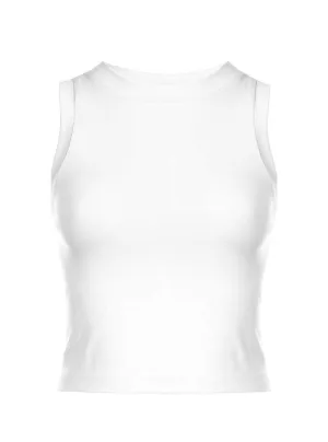 D.F. Women's Cropped Seamless Muscle Tank Top - White