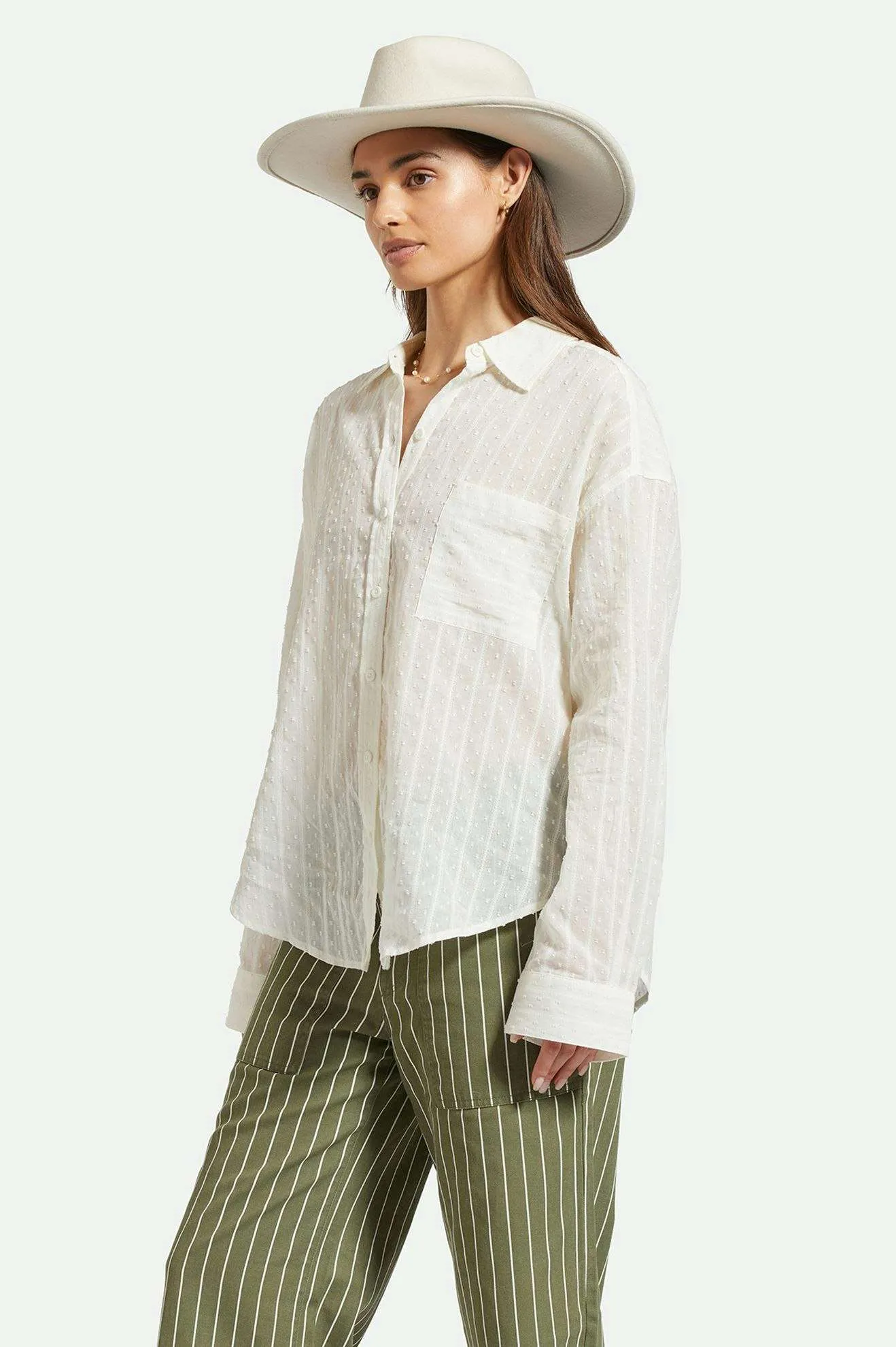 East Side L/S Boxy Woven Shirt - White