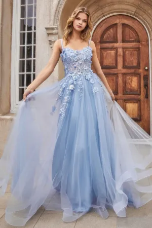 Floral Applique A-Line Gown