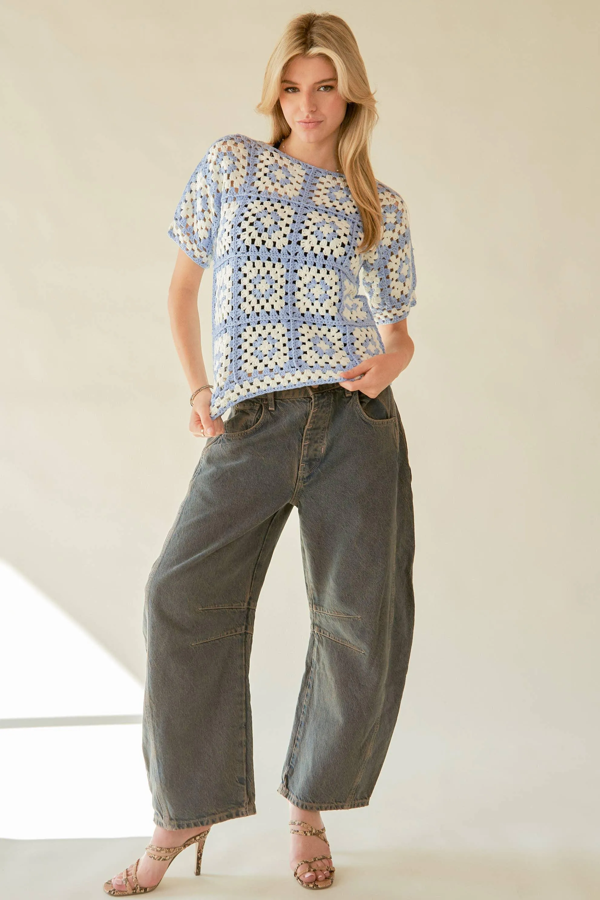 Gabby Short Sleeve Crochet Top