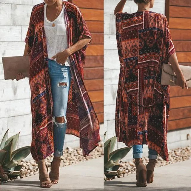 Geometric Multi Print Kimono