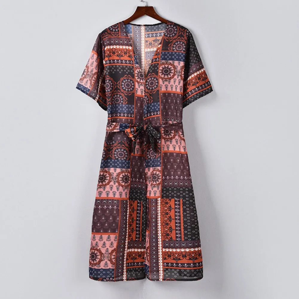 Geometric Multi Print Kimono