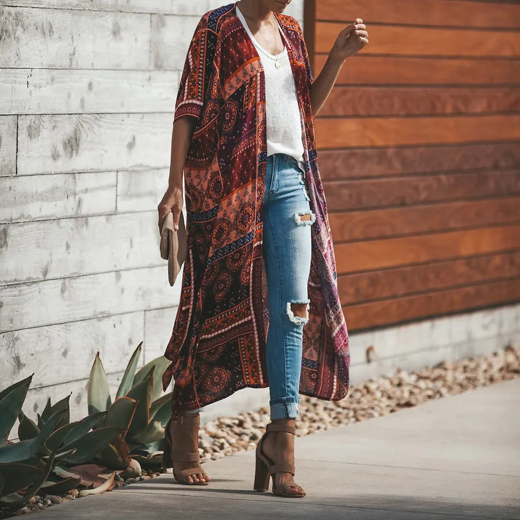 Geometric Multi Print Kimono