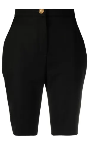 High-waisted Knee-length Wool Shorts