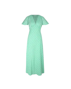 HONEY MIDI DRESS GREEN GINGHAM