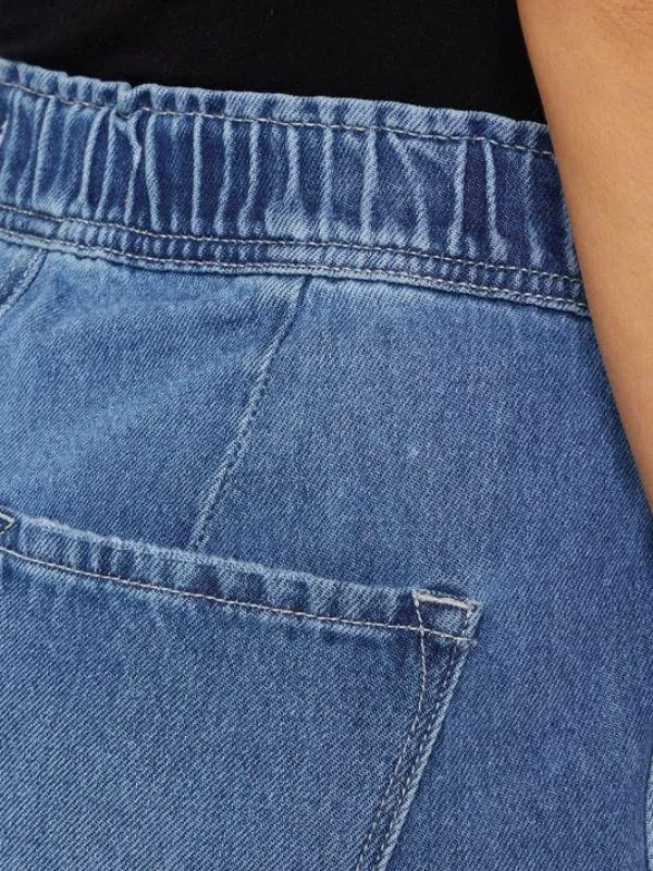 Kancan High-Rise Ruffle Hem Denim Shorts