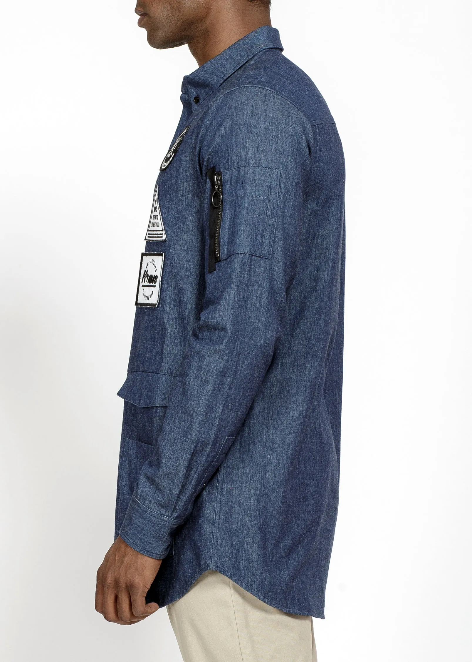 Konus Men's Essential Chambray Button Down Shirt in Indigo
