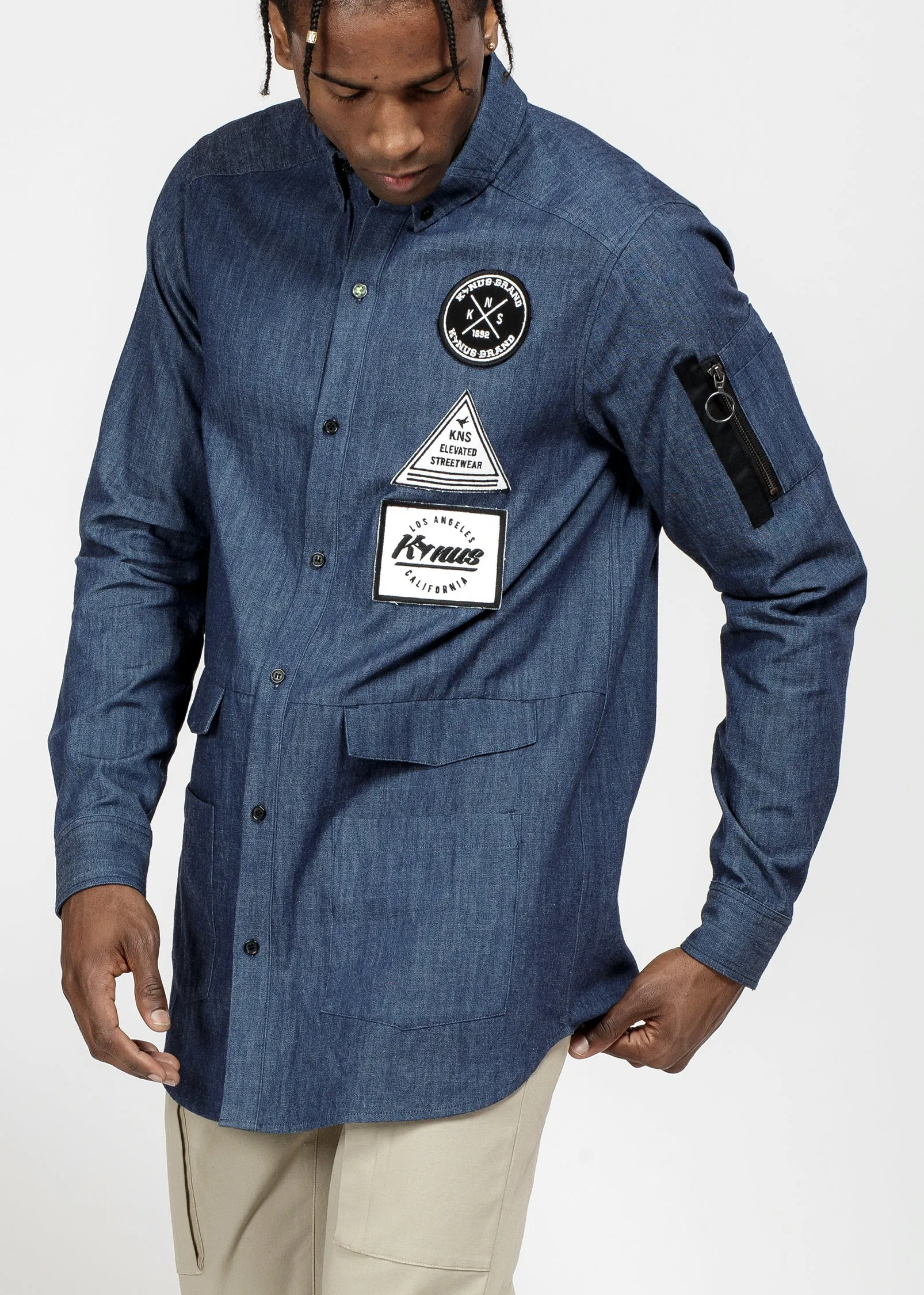 Konus Men's Essential Chambray Button Down Shirt in Indigo