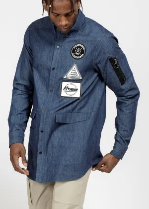 Konus Men's Essential Chambray Button Down Shirt in Indigo