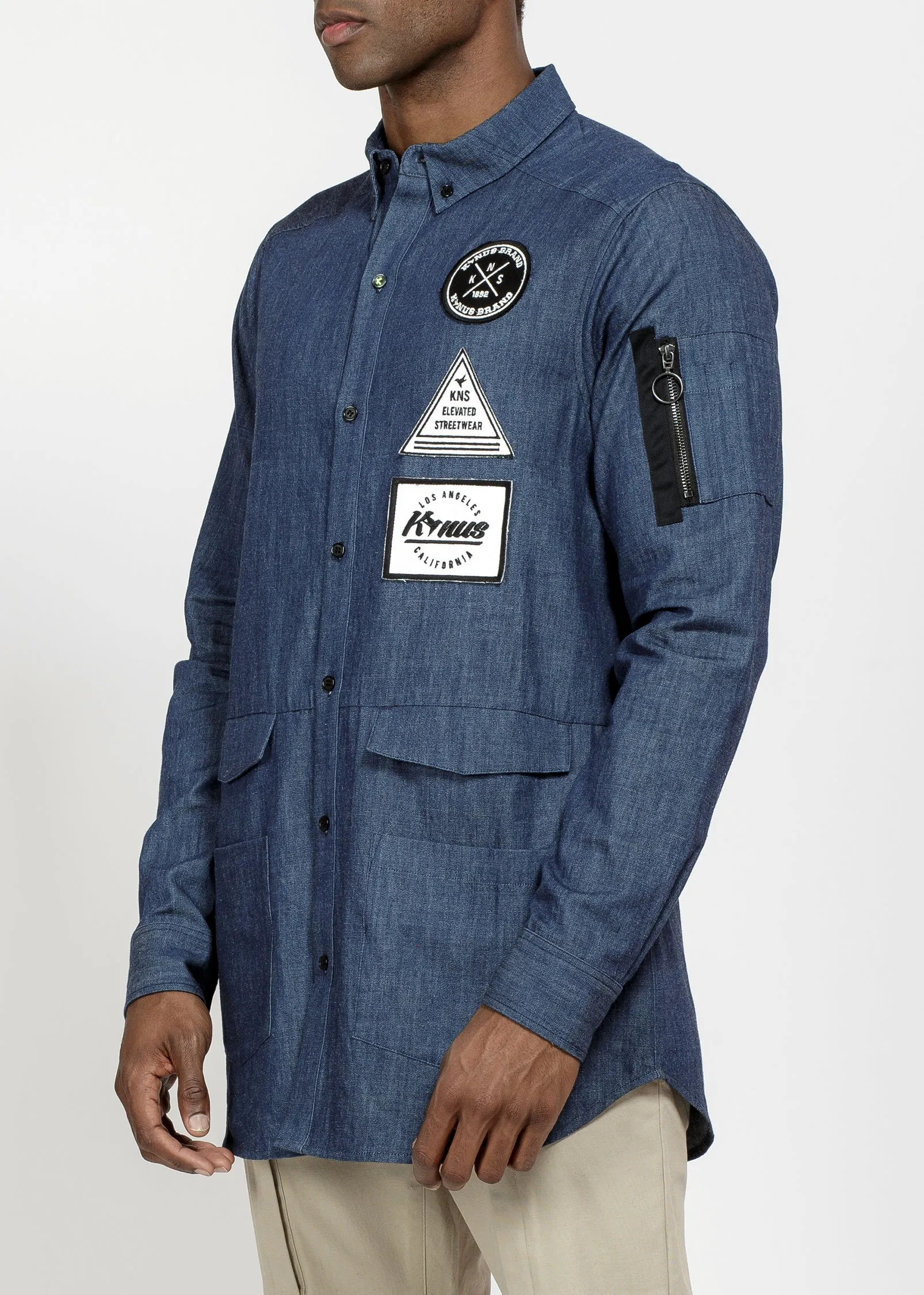 Konus Men's Essential Chambray Button Down Shirt in Indigo