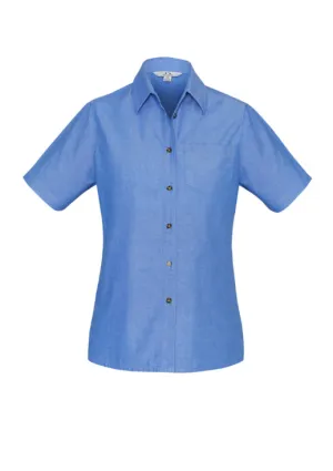 Ladies Wrinkle Free Chambray Short Sleeve Shirt (BZ-LB6200)