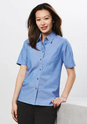 Ladies Wrinkle Free Chambray Short Sleeve Shirt (BZ-LB6200)