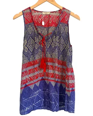 Light Summer Ikat Print Sleeveless Top