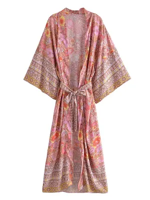 Long Kimono Pink Floral
