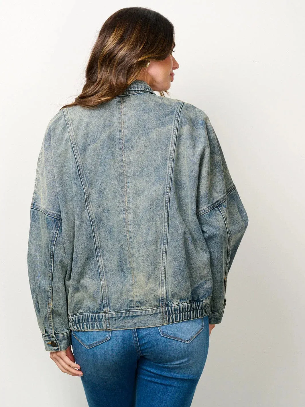 LONG SLEEVE BUTTON CLOSURE POCKETS DENIM JACKET