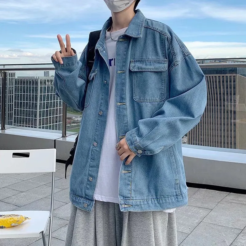 Men Denim Jacket Men's Denim Jacket Spring and Autumn Coat