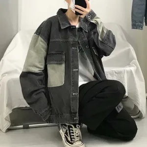 Men Denim Jacket Spring and Autumn Retro Loose Casual Jacket