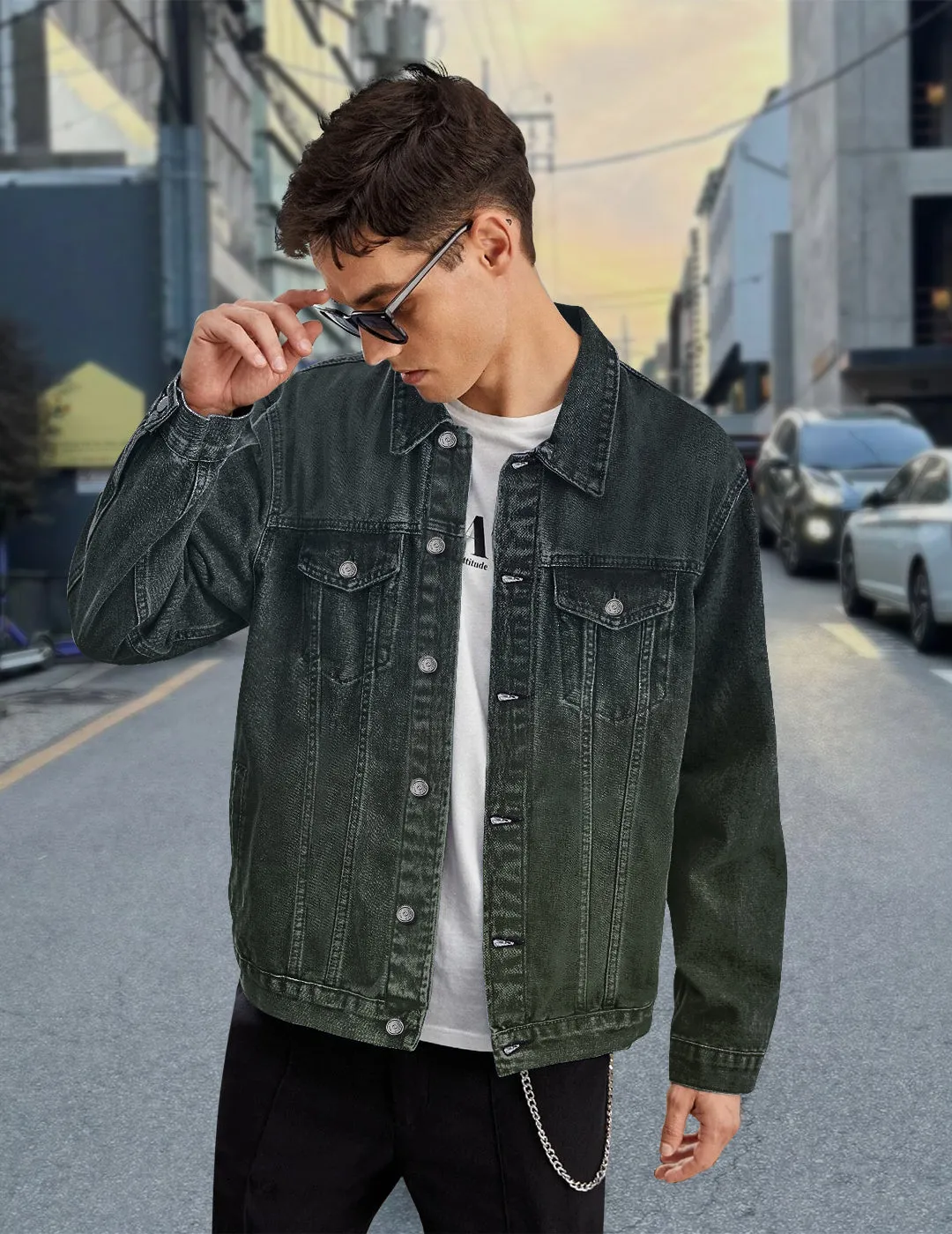 Men's Blue Regular Fit Washed Full Sleeve Denim Jacket