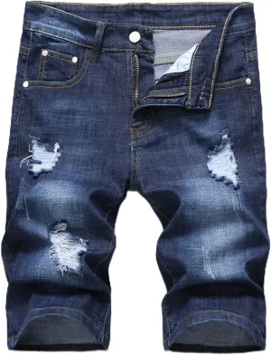 Men's Classic Fit  Flow Distressed Jean Shorts