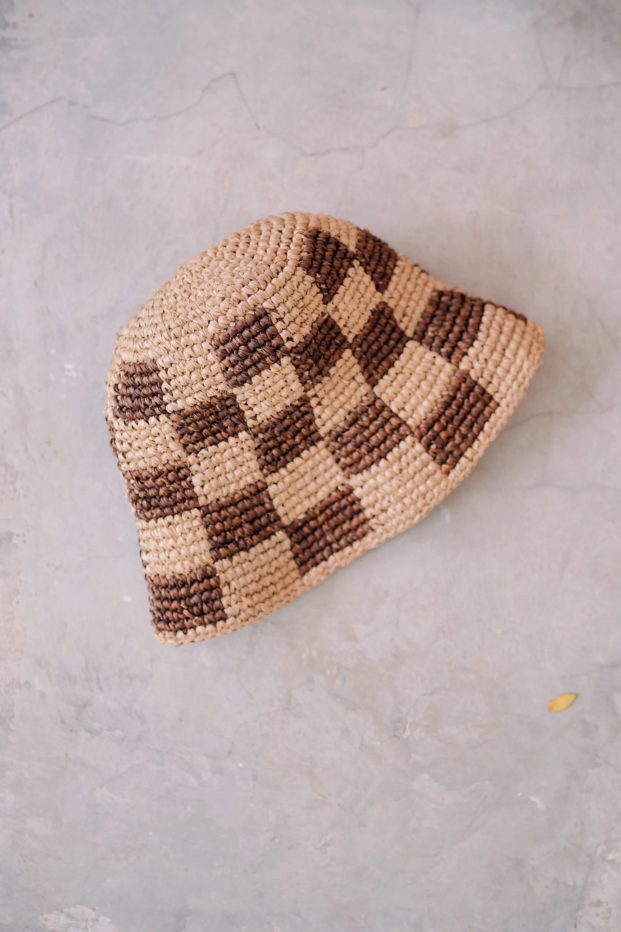 Millie Handwoven Raffia Straw Hat - Checker