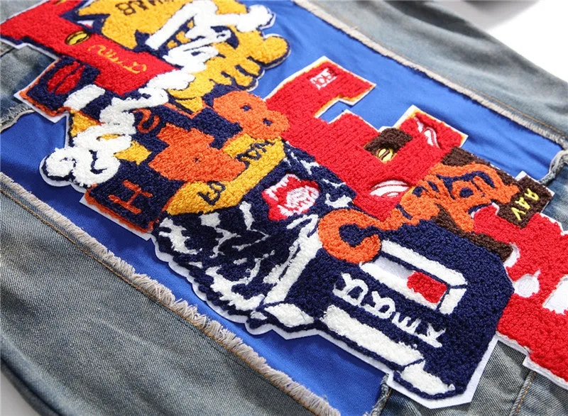 Newest Men's Denim Jacket Embroidery Streetwear Jean Jacket